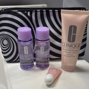 Clinique Skincare with Black and White Bag